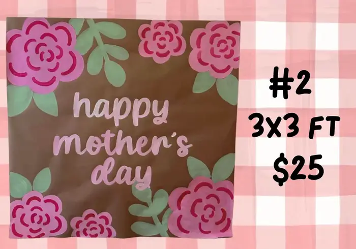 Hand-painted "happy mother's day" poster with pink roses