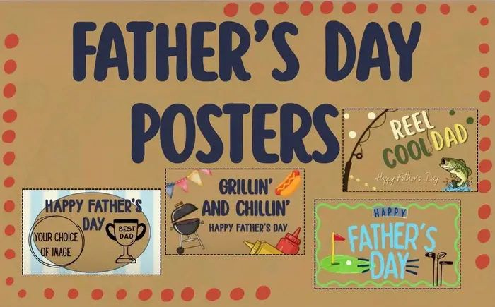 Father's Day poster options shown together on kraft paper