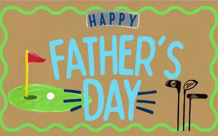 Hand-painted "Happy Father's Day" poster with a fish design