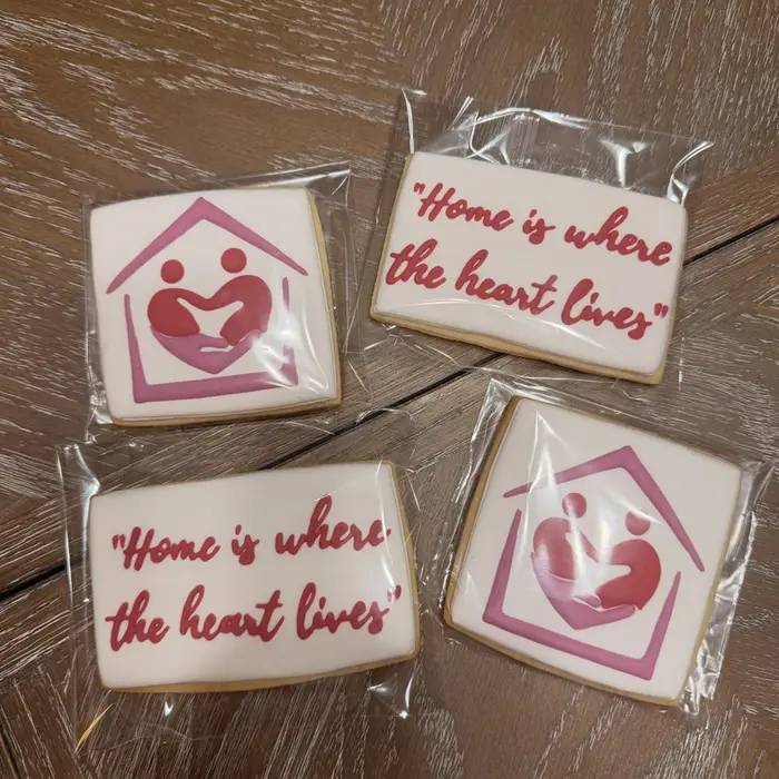 Four "Home is where the heart lives" cookies, individually wrapped